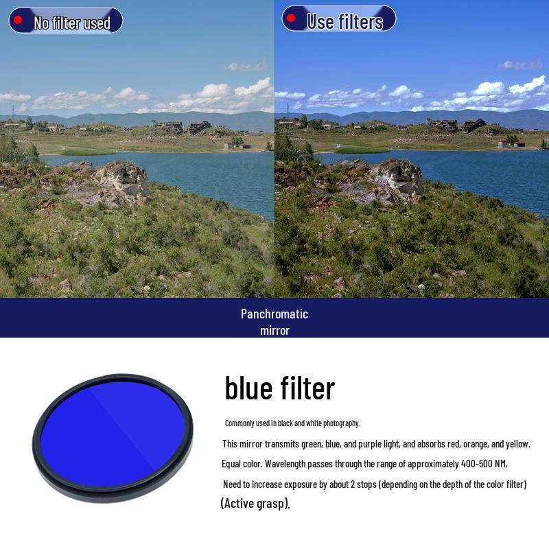 DSLR Camera Circular Full-Color Filter Set: Yellow, Orange, Red, Green, Blue, Purple - Underwater Balance Filter