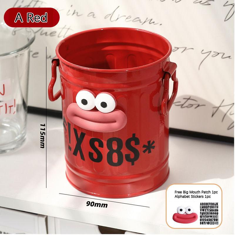 Big Mouth" Iron Pen Container Iron Pen Holder Student Desktop Iron Barrel Office