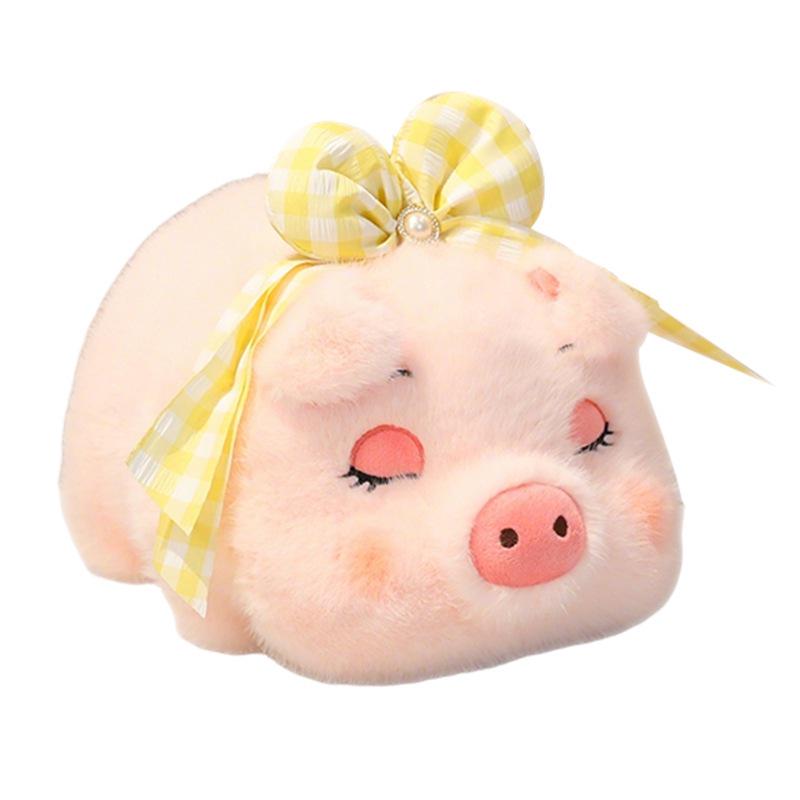 Plush Pig Head & Brain Bowknot Pillow - Adorable Pig Shaped Cushion for Girls' Beds and Sofas