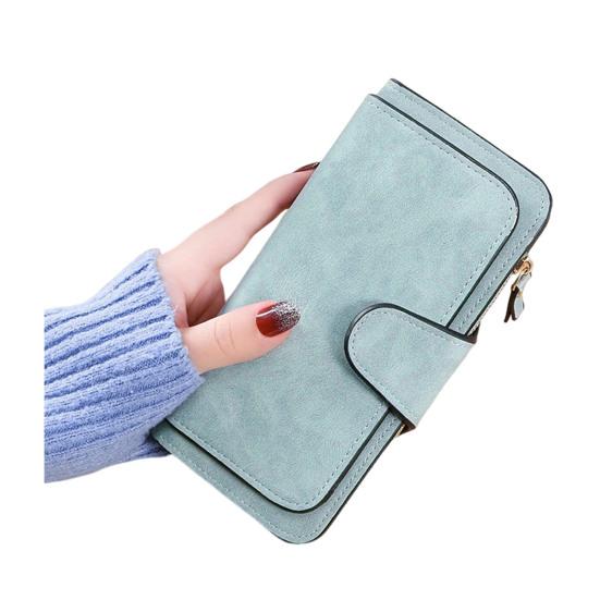 Women Long Wallet Large Capacity Wallet with Zipper Pocket 16 Card Slots ID Window Faux Leather Travel Clutch Wallet for Cash Management