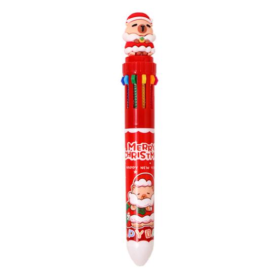 Christmas Capybara Ballpoint Pen 10 Color Retractable Cartoon Pen Smooth Writing Festive