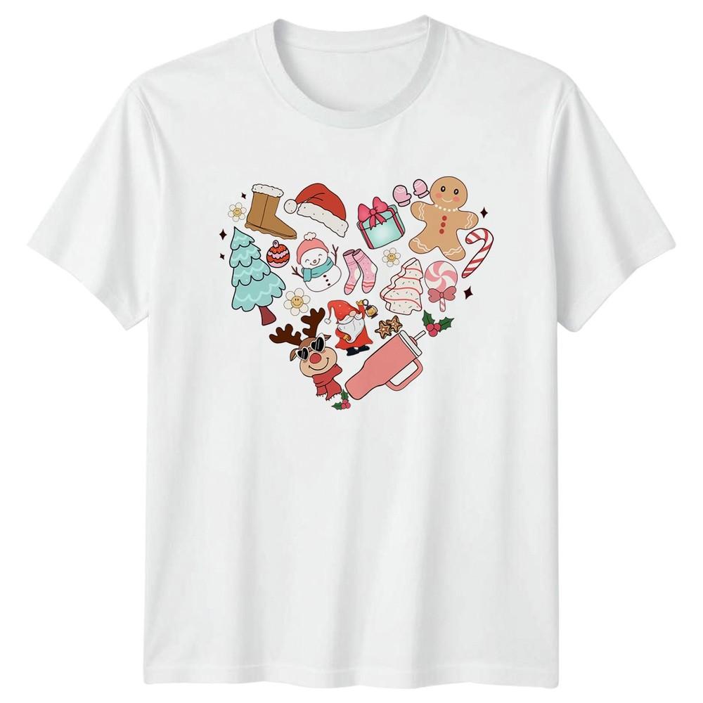 Christmas Winter Holiday Doodles Unisex Unisex Graphic Tee Festive Shirt S