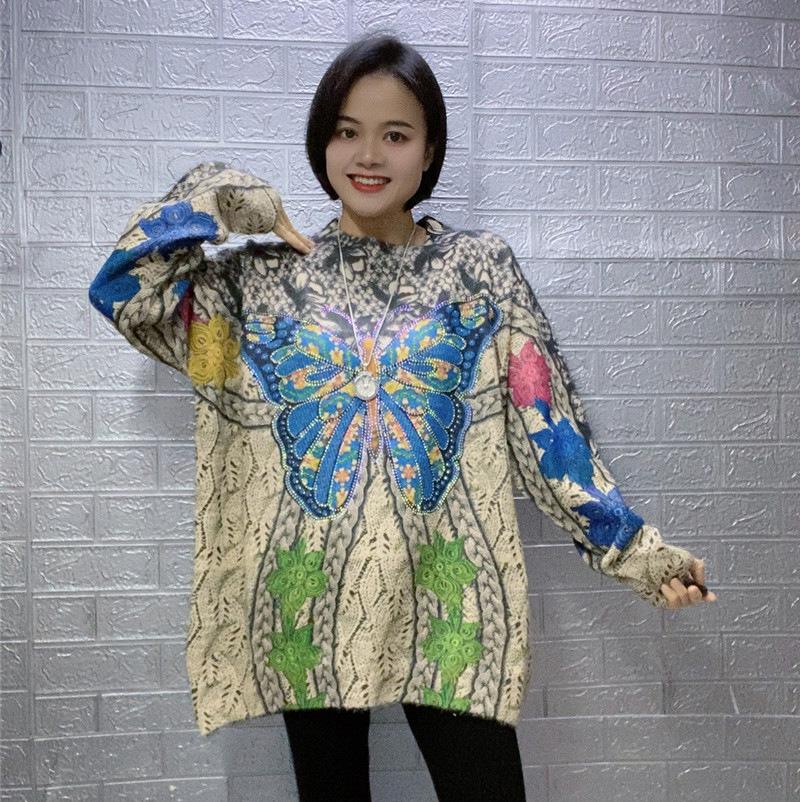 Plus Size Women's Retro High-End Printed Hooded Sweater - New Autumn Fashion Loose Slimming Top
