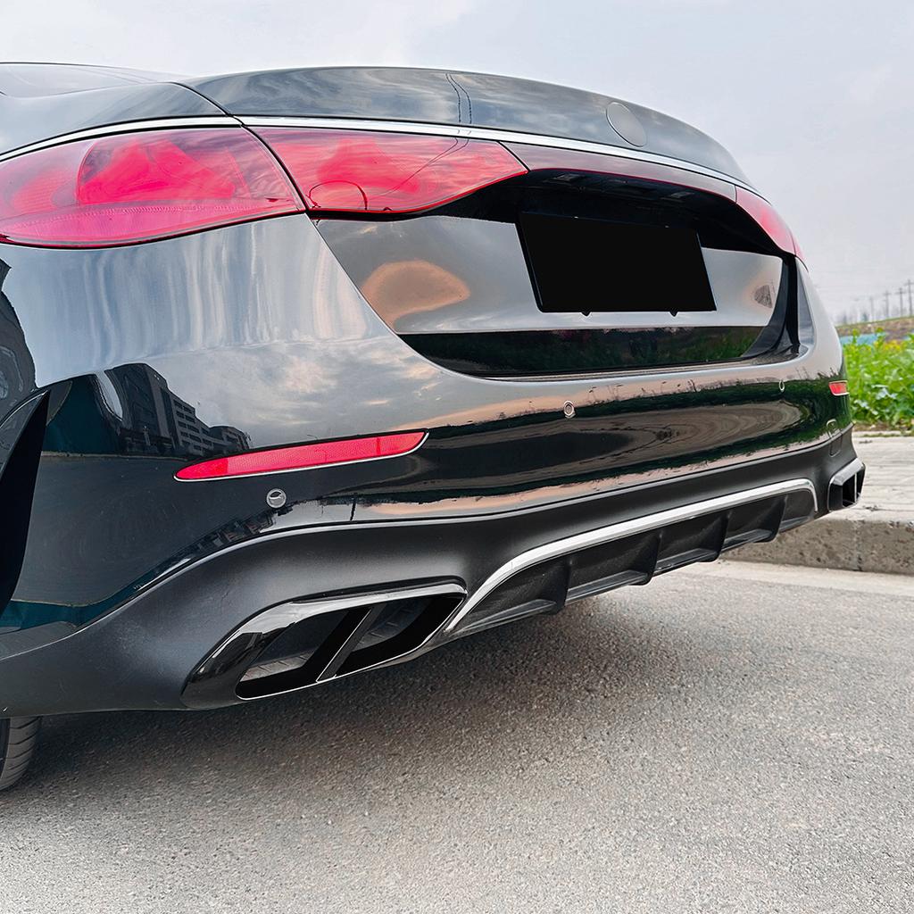 For Mercedes Benz E-Class W214 2024+ E260 300 ABS Car Rear Exhaust Muffler Pipe Cover Trim Tail Throat Frame