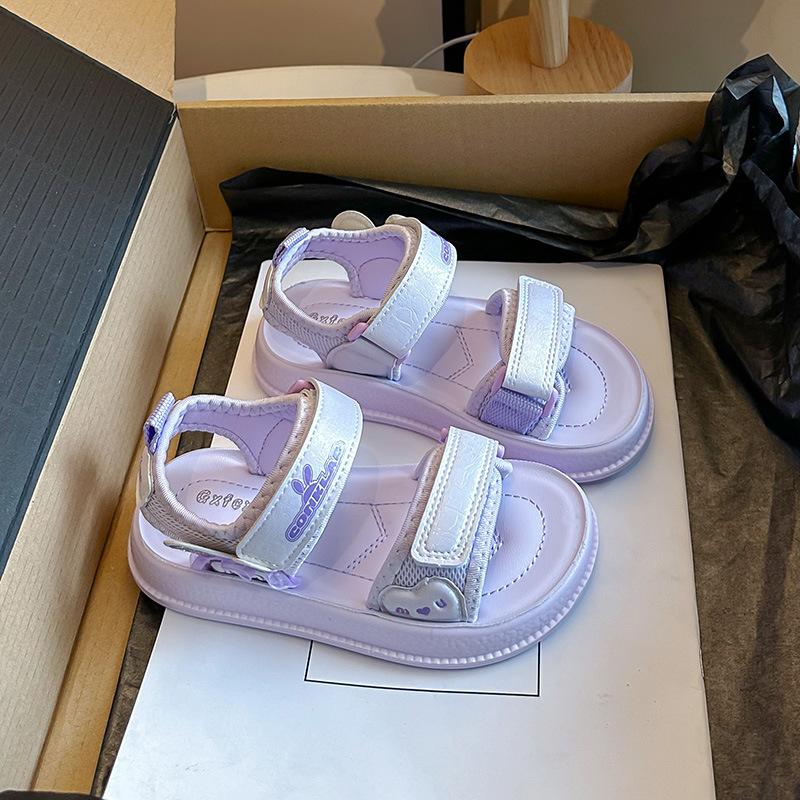

Girls Fashion Rhinestone Sandals2026Summer new style little girl lace-trimmed bunny ear princess sandals beach shoes 21Inner Length13.5cm фиолетовый