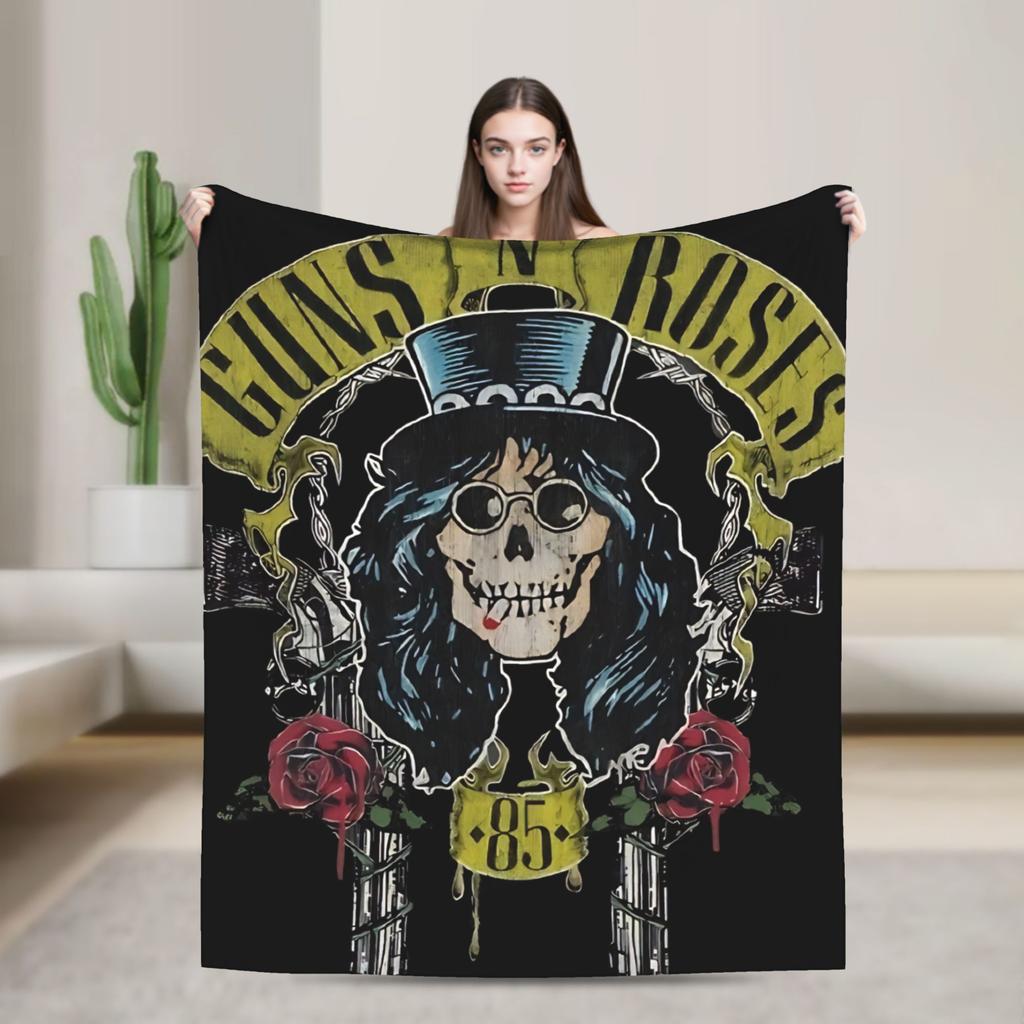 Guns N Roses Band  Blanket  Decorative Flannel Throw Blanket For Couch Bed Soft Warm Custom Quality Bedspread Gift
