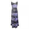 Womens Fashion Chic Argyle Print Spaghetti Strap Maxi Dress Summer Beachwear Vacation Dress Sleeveless Dress Strappy Dress Long Dress