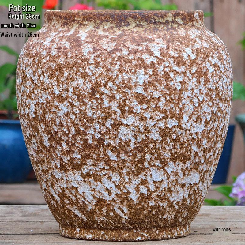 Handmade Coarse Pottery Flower Pot - Large Ceramic Jar for Bougainvillea & Hydrangeas