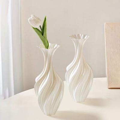 Nordic Flower Vase Room Decor Plastic Flower Vase 3D Abstract Twist Flower Bottle Aesthetic Floral Arrangement Display Vase