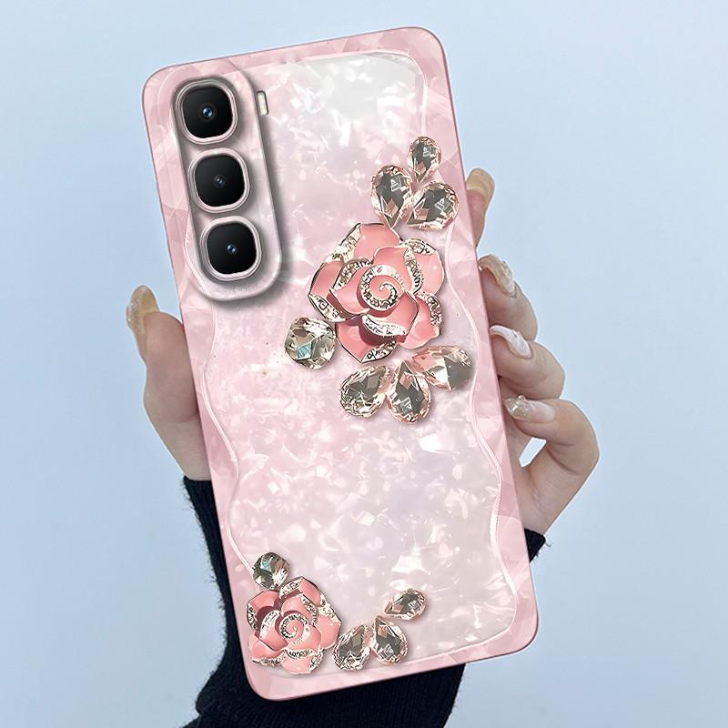 For Infinix Hot 60 Pro Plus Case Fashion Simplicity Flower Liquid Silicone Camera Protection Cover For Infinix Hot 60 Pro+ Capa