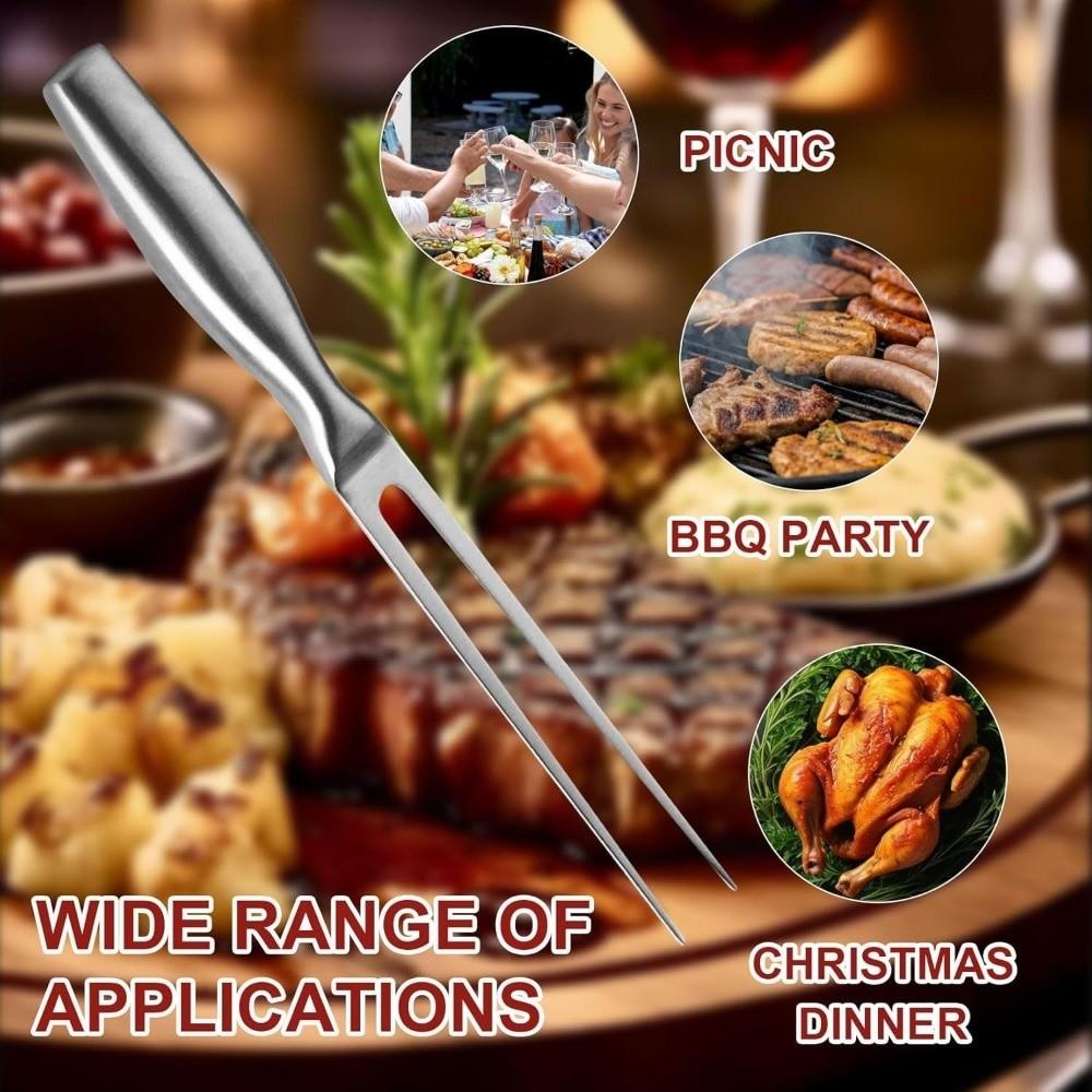 2-Fork BBQ Grill Fork Stainless Steel Grill Skewers Professional BBQ Utensils Backyard Garden