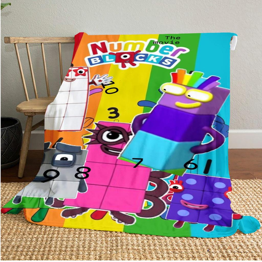 Number Blocks Plush Blanket Soft Comfortable All Seasons Perfect Gift Couch Office Nap Outdoor Travel Blanket