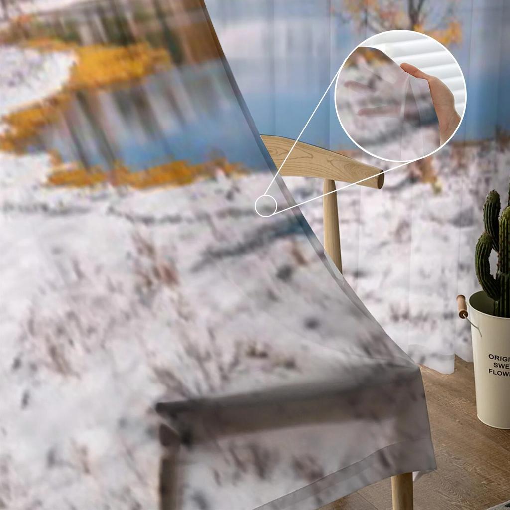 Mix Of Autumn And Winter In The Mountains Chiffon Sheer Curtains for Living Room Bedroom Window Curtain Voiles Tulle Cortinas