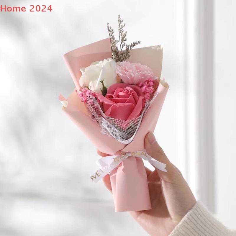 1 Mini Bouquet di Rose Artificiali Con Auguri, Regali per San Valentino, Festa della Mamma, Festa degli Insegnanti