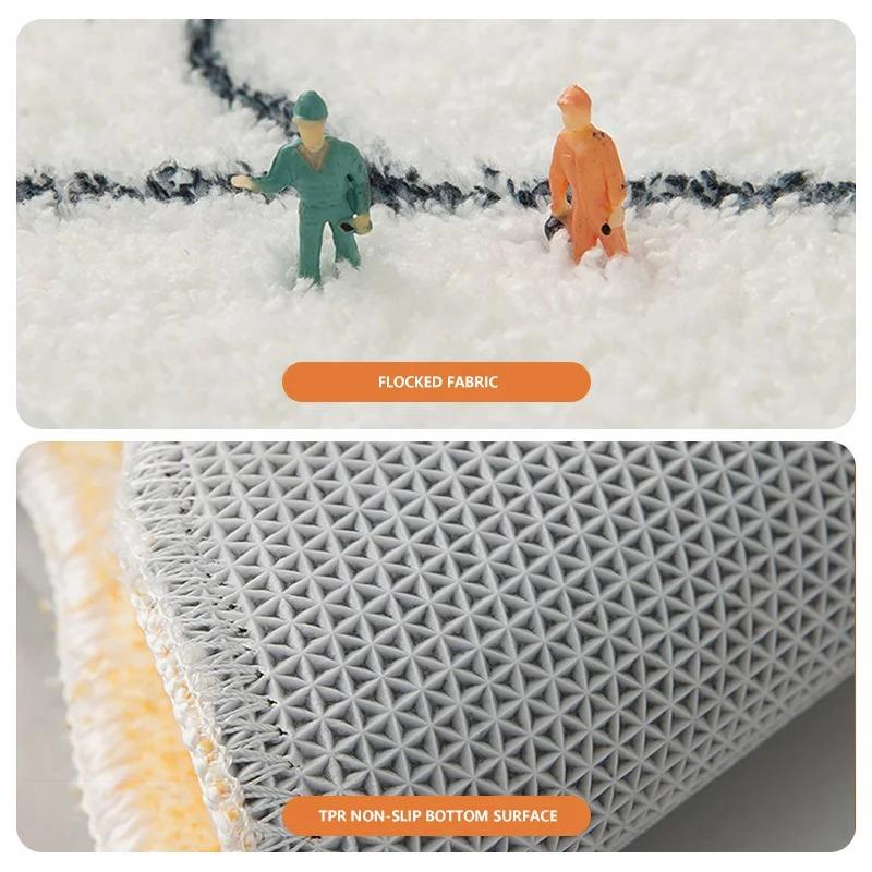 Cute Cat Pattern Furry Mat Irregular Bedroom Rug Nonslip Baby Crawling Carpet Children's Room Decor Soft Floor Home Decoration