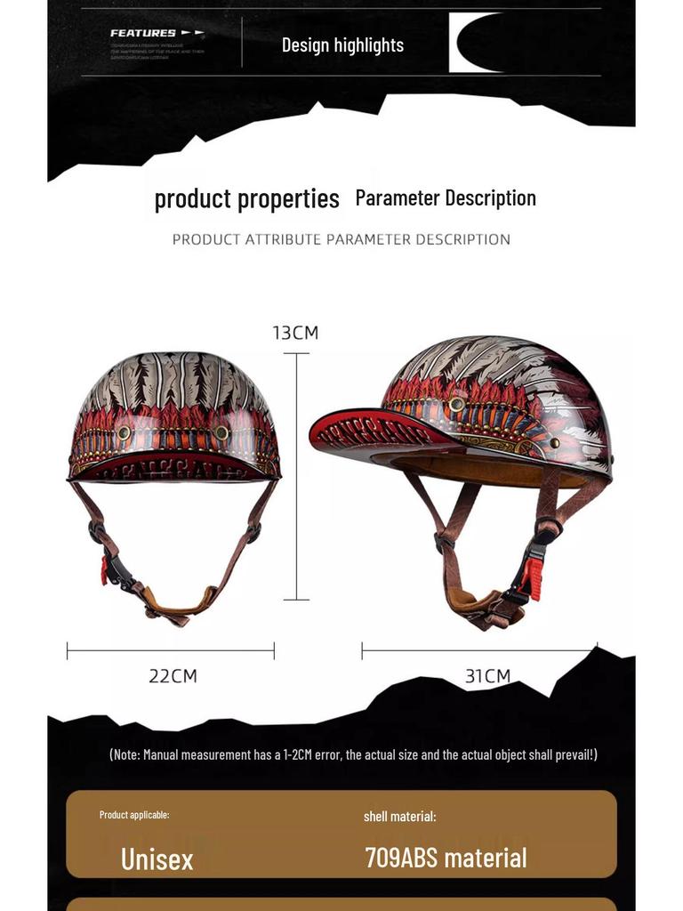 Retro Electric Vehicle Riding Helmet - Unisex, Lightweight, All-Season