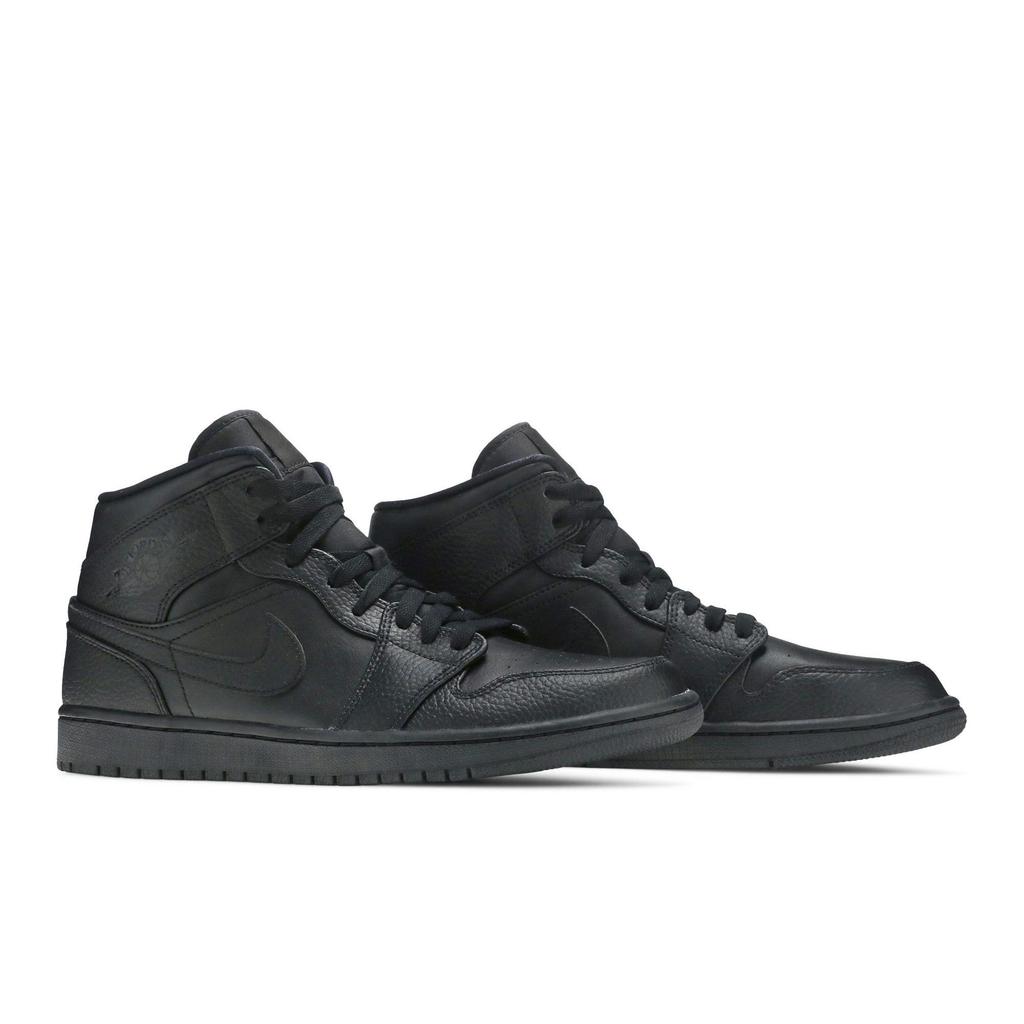 Air Jordan 1 Mid 'Triple Black' 2020 (Unisex) Black / Black / Black Vintage Basketball Shoes 554724 091