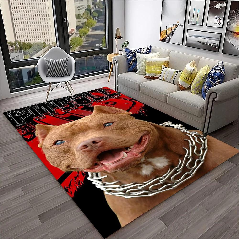 French Pit Bull Dog Pet Cartoon Carpet Rug for Home Living Room Bedroom Sofa Doormat Decor,kids Play Area Rug Non-slip Floor Mat