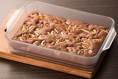 Aderia Cerabake Rectangle Roaster Medium, Heat-Resistant Glass Gratin Dish, 1800ml [Non-Stick, Microwave and Oven Safe, Ceramic Coating] K-9428