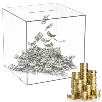 Tirelire en acrylique durable, boîte d'épargne transparente, boîte de rangement pour pièces de monnaie et billets