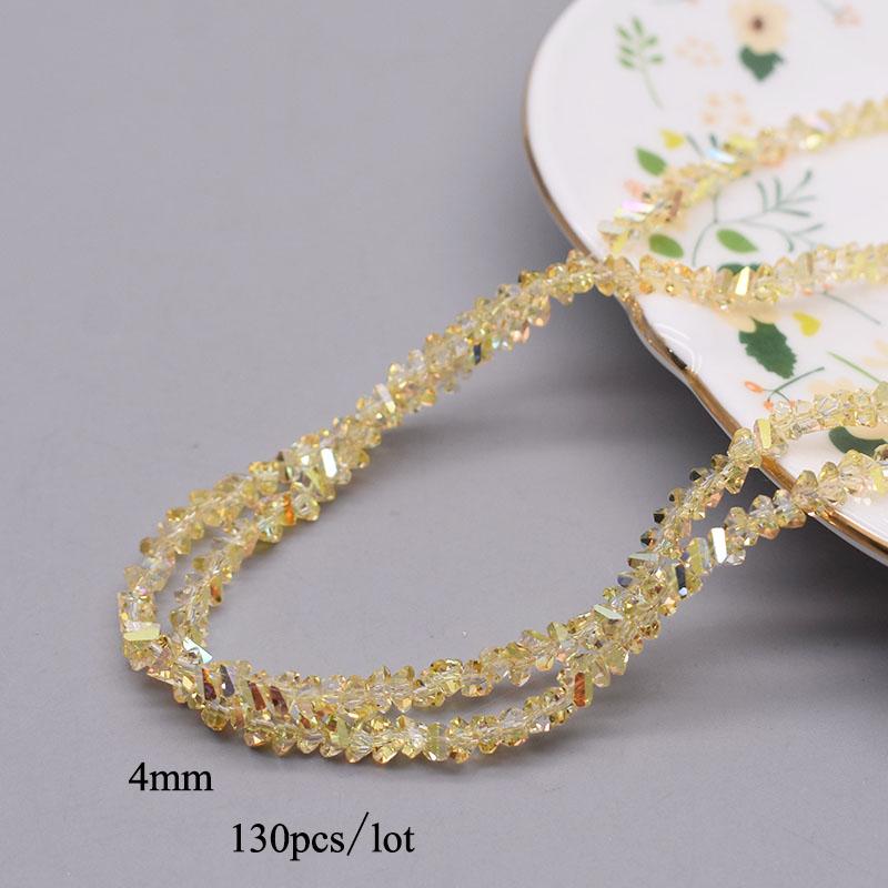 4mm 130pcs High Quality Triangle Crystal Glass Beads Shiny Color Loose Beads For Jewelry Making DIY Earring Necklace
