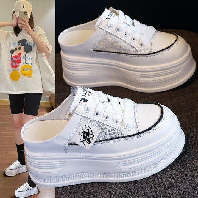 Super thick-soled fashion bag head cool slippers women wear versatile soft-soled white shoes summer shoes