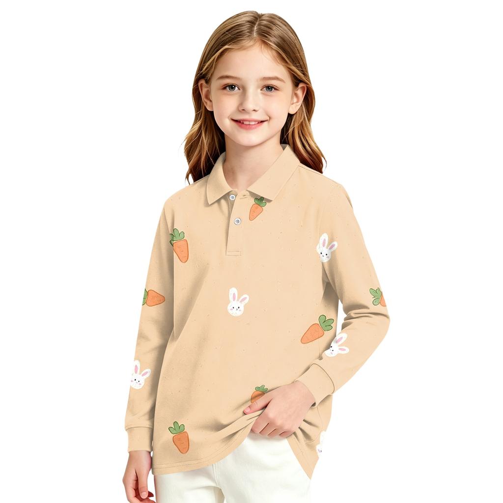 Girls' Long Sleeve Print School Uniform Blouse for Casual Formal Wear