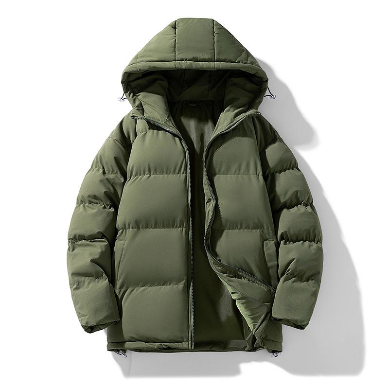New Cotton-padded Men's Hooded Bread Coat Cotton-padded Couple Hooded Casual Cotton-padded Youth Tide Brand Solid Color Cotton-padded Coat