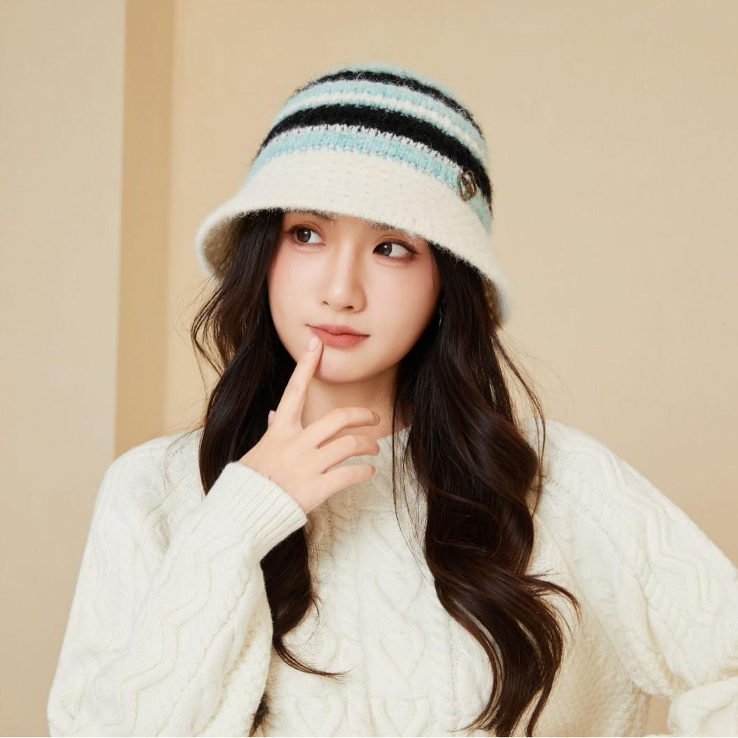 

Новая шерстяная шляпа Осень и зима Женская повседневная шляпа-ведро Теплая и бархатная модная шляпа Универсальная новая вязаная шапка average size