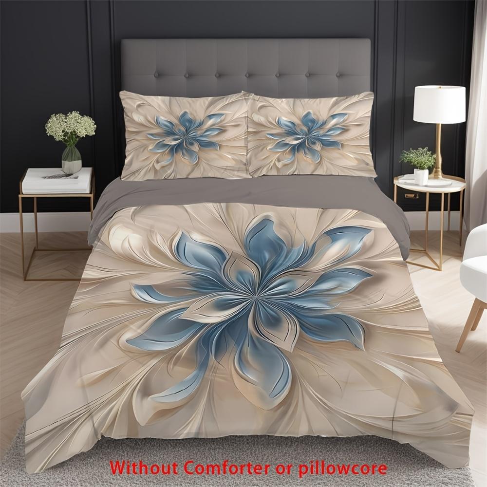 2/3Pcs Abstract Art Flowers Duvet Cover Set (1 Duvet Cover + 1/2 Pillowcase Without Core) Luxury And Elegant Art Flowers