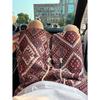 Color rhombus grid knitted jacquard shorts men's summer ethnic style American sports four-and-five pants