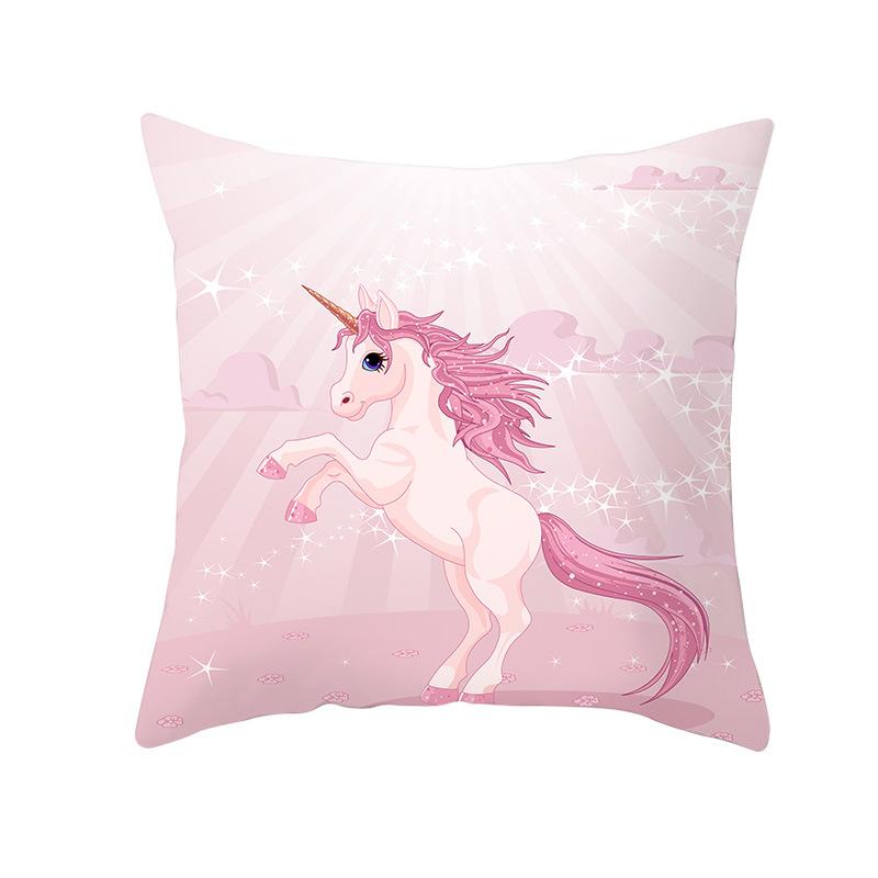 Time Cartoon Home Decor Pillow Purple Unicorn Pillowcase Rainbow Sunrise Sofa Cushion Cover