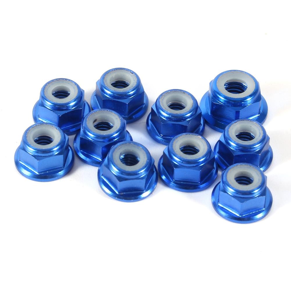 10 Pièces M4 Écrous Autobloquants en Aluminium à Insert Nylon Écrou de Blocage Hexagonal Bleu Royal
