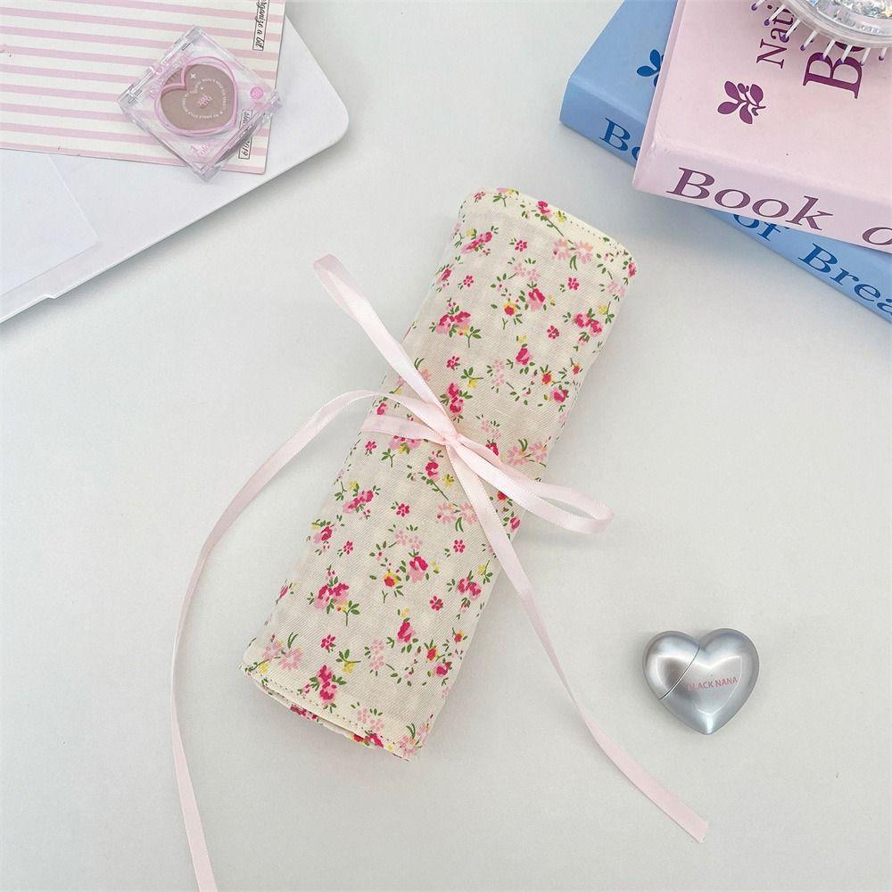 Floral Pattern Makeup Brush Bag Large Capacity Makeup Brush Organizer Cosmetic Storage Bag Women