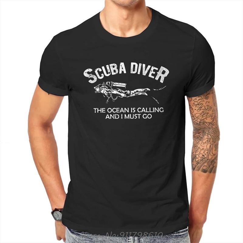 Dive Scuba Diving Original T-Shirts The Ocean is Calling and I Must Go Distinctive O-Neck Oversized Unisex Tshirt Men Clothing