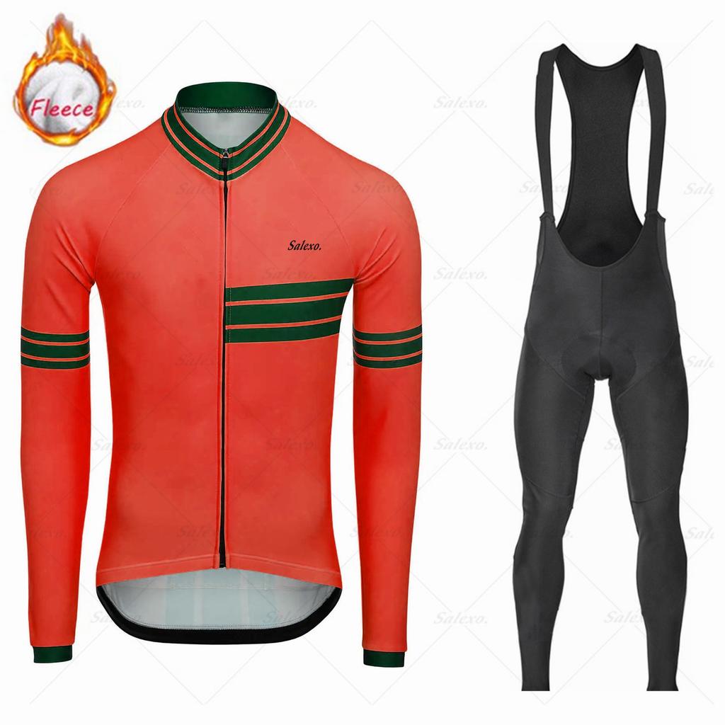 2026  Men's Warm Winter Thermal Fleece Set Cycling Clothes Jersey Suit Sport Riding Bike MTB Clothing Bib Pants Set Ciclismo