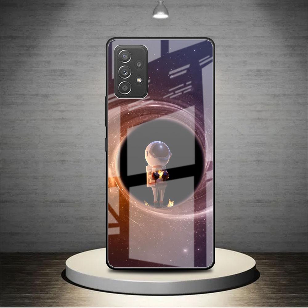 

Glass Case For Samsung Galaxy A52 A71 A50 A51 A70 A21s A31 A72 A10 A12 A30 A22 5G Phone Cover Astronaut Cute Samsung A03