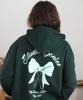 [Fleece Lined Selection] Back Ribbon Graphic Back Print Oversized Hoodie Green