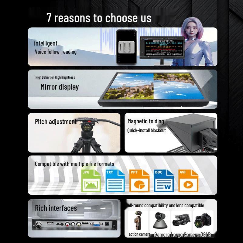 JIASEENG JS-S22P Broadcast-Grade 22-inch Dual-Screen Teleprompter System