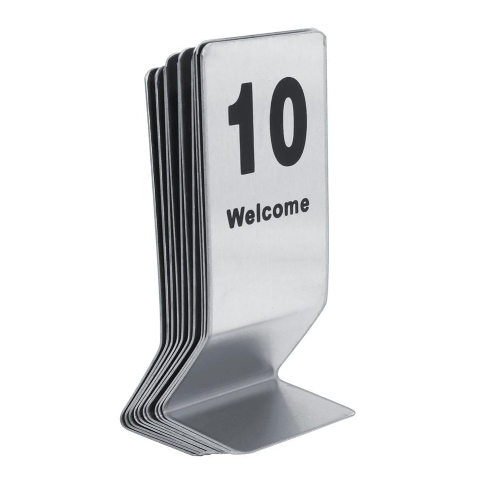 10pcs Stainless Steel Table Number Props Double Sided Table Cards Table Number Signs Banquet