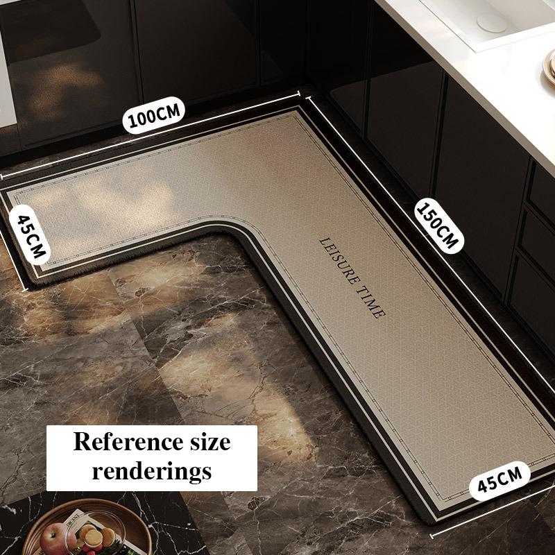 Alfombra de Cocina Impermeable Antideslizante Resistente al Desgaste Alfombra en Forma de L Minimalista Líneas Geométricas Alfombras Decoración del Hogar