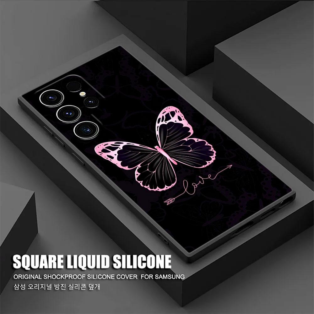 

Phone Case For Samsung Galaxy S24 Ultra Cases S23 S21 S20 FE S22 9 S24 Plus Note 20 Ultra 10 Silicone Cover Butterfly Love Black Samsung Note 10