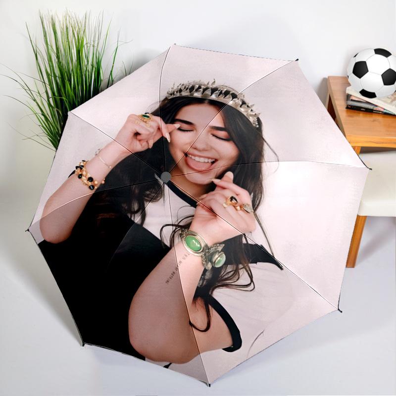 Pop Music Dua Lipa Umbrella Folding Umbrella, Automatic Umbrella 8-Frame for Travel, Camping Use Gift for Halloween Christmas