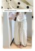 Damen Hochtaillierte Leinenhose mit Polka Dots - Sommer Elastisch Weiter Bein, Große Größe