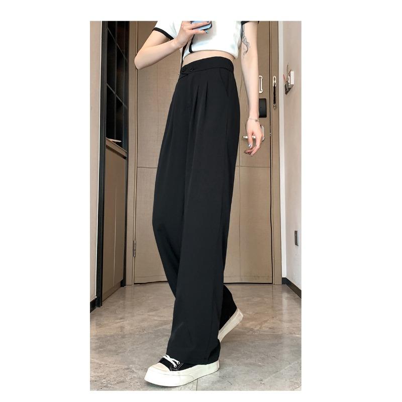 Black Wide-leg Pants for Women's Pants for Spring and Summer New Style of Draped Floor Pants for Women's Casual Pants Straight Suit Pants for For