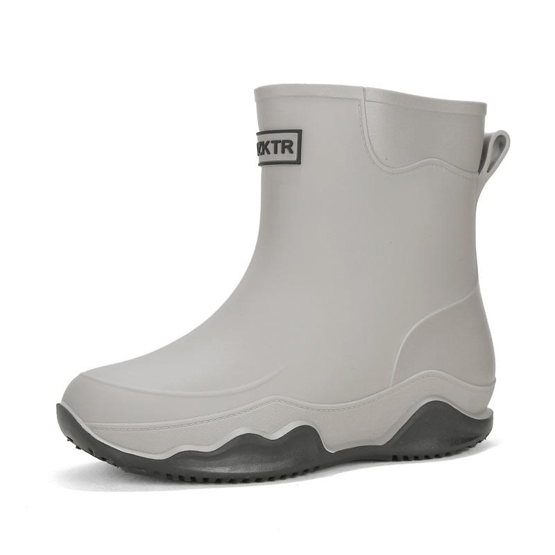 Rain shoes men's and women's medium tube plastic non-slip water shoes outdoor water boots warm rain boots couple rubber shoes you