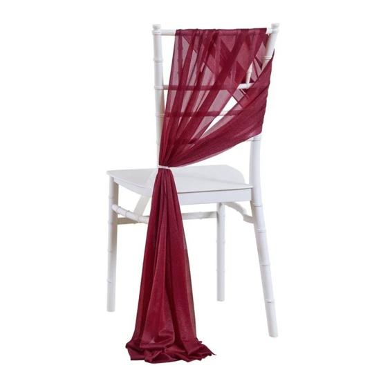 Chiffon Chair Sashes Wedding Aisle Decorations 9Ft Wrinkle-Free Draping Fabric for Ceremony Reception Party Banquet Decoration