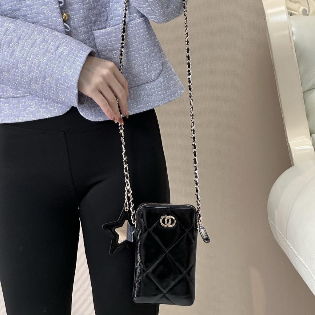 25N Stern Diamant Gitter Kette Handy umwickelt Öl Wachs Oberste Schicht Rindsleder Reißverschluss Einzelne Schulter Crossbody Vertikale Tasche