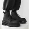 men's casual punk rock dress platform boots lace-up genuine leather shoes cowboy chunky boot cool autumn winter ankle botas male