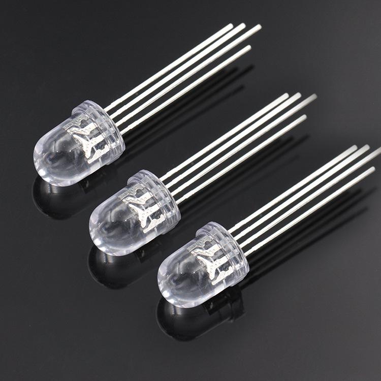 F8/8mm RGB Hohe Helligkeit Runde LED-Perlen - Vier Beine, Gemeinsame Kathode/Anode, Durchgangsloch, LEDs